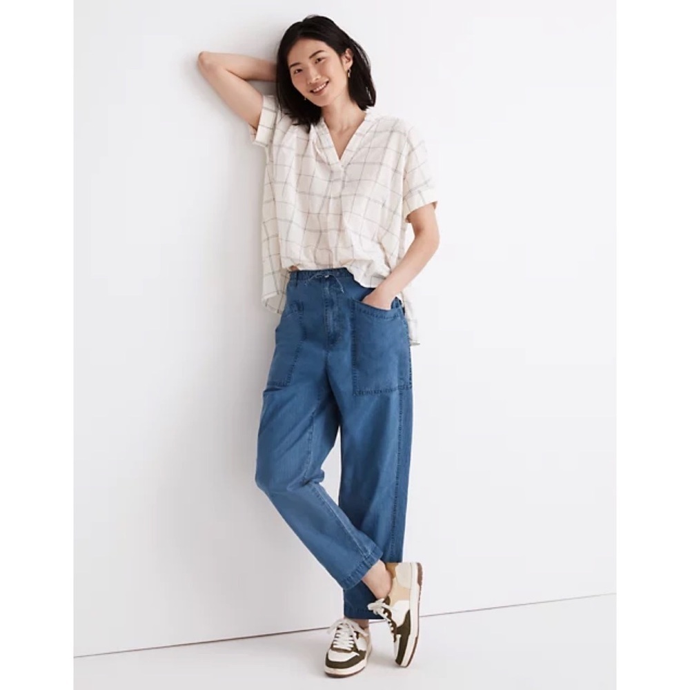 Madewell Indigo Ripstop Drawstring Cargo Pants Size 25